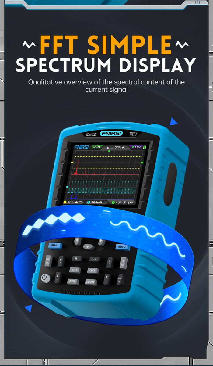 FNIRSI DPOX180H Handheld Phosphor Digital Oscilloscope 180MHz Dual Channel 20Mhz Signal Generator