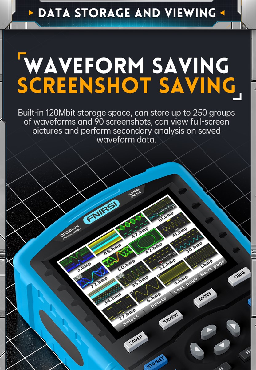 FNIRSI DPOX180H Handheld Phosphor Digital Oscilloscope 180MHz Dual Channel 20Mhz Signal Generator