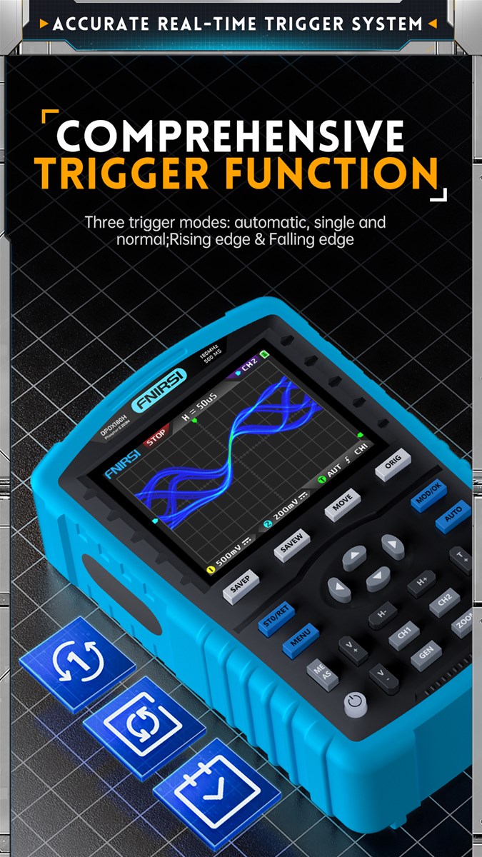 FNIRSI DPOX180H Handheld Phosphor Digital Oscilloscope 180MHz Dual Channel 20Mhz Signal Generator