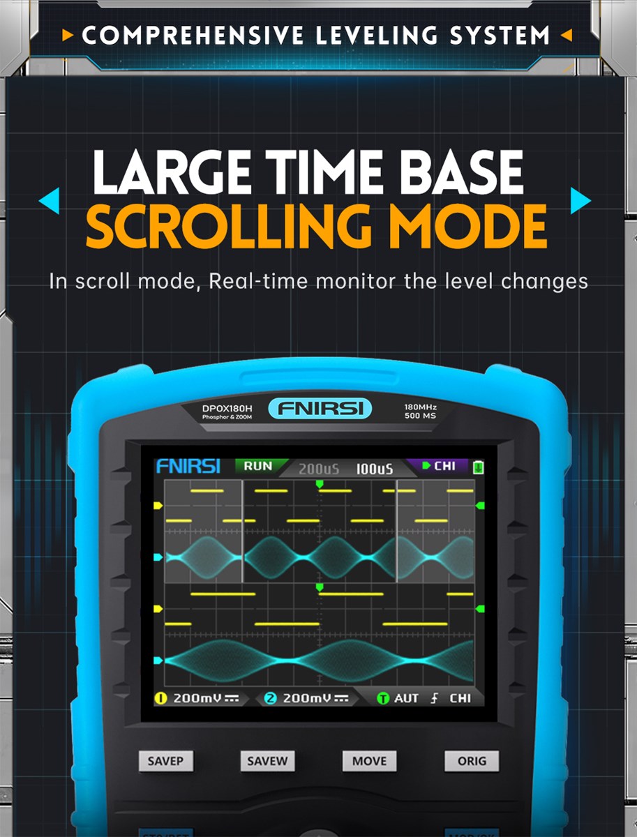 FNIRSI DPOX180H Handheld Phosphor Digital Oscilloscope 180MHz Dual Channel 20Mhz Signal Generator