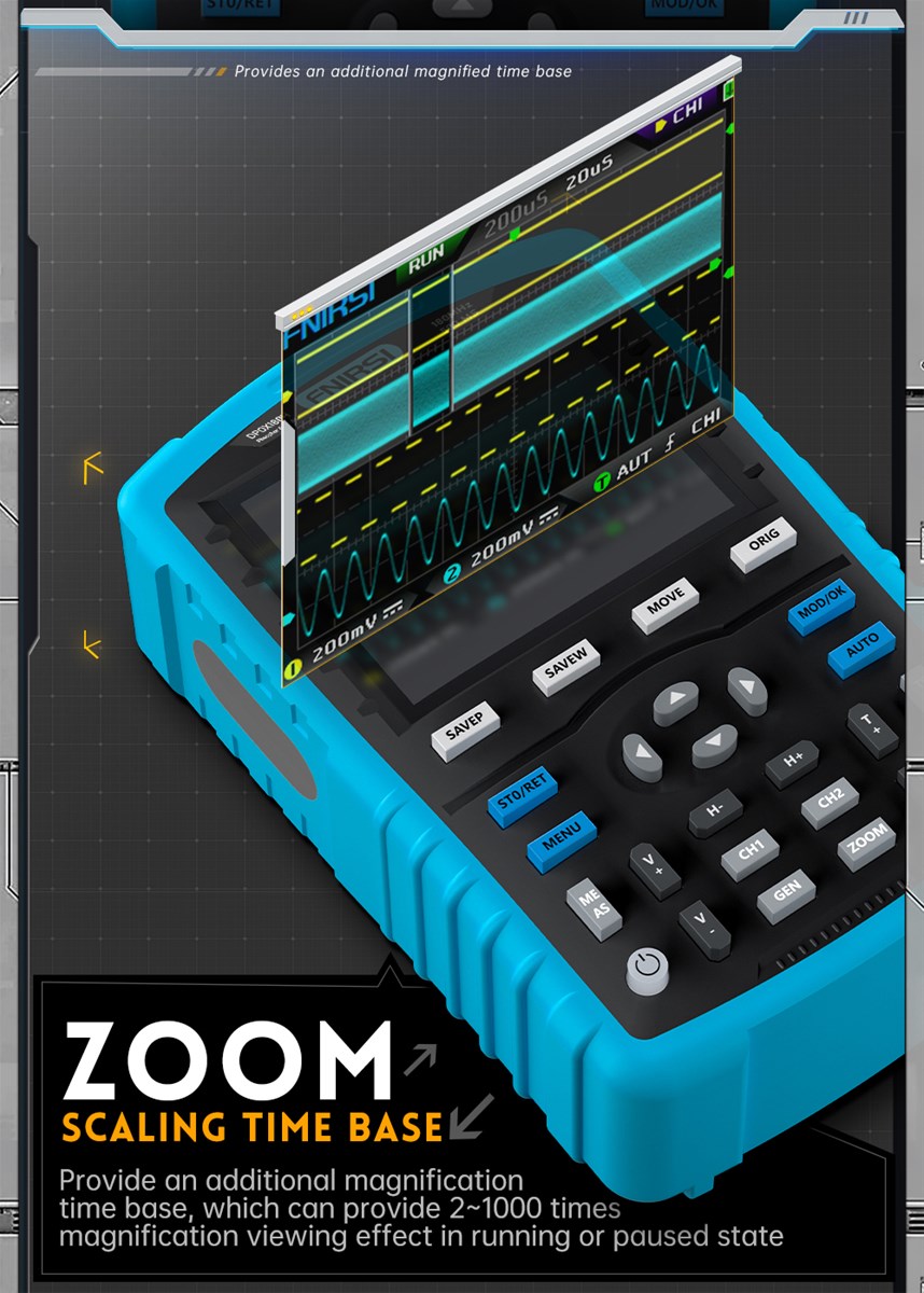 FNIRSI DPOX180H Handheld Phosphor Digital Oscilloscope 180MHz Dual Channel 20Mhz Signal Generator