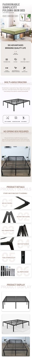 Iron frame Fashion double Modern simple bedroom dormitory bed board bed