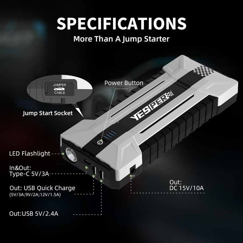 12V high power Car Jump Starter Portable Battery Booster