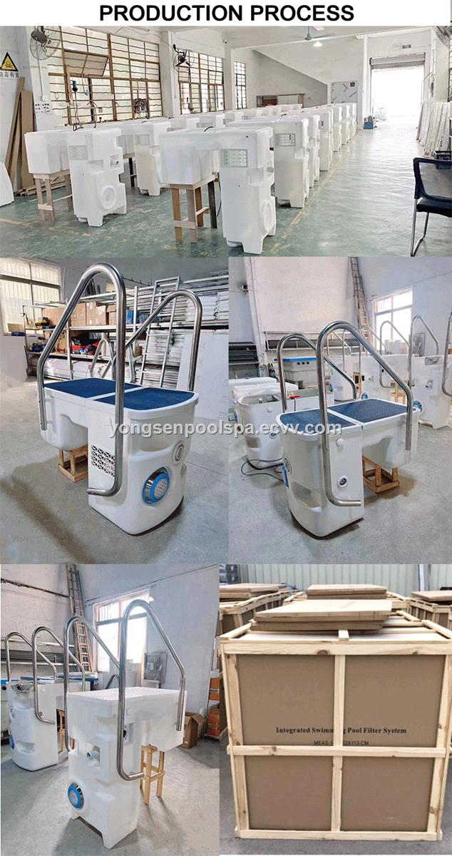 Adult pool filtration system acrylic wall hung integrated swimming pool filter