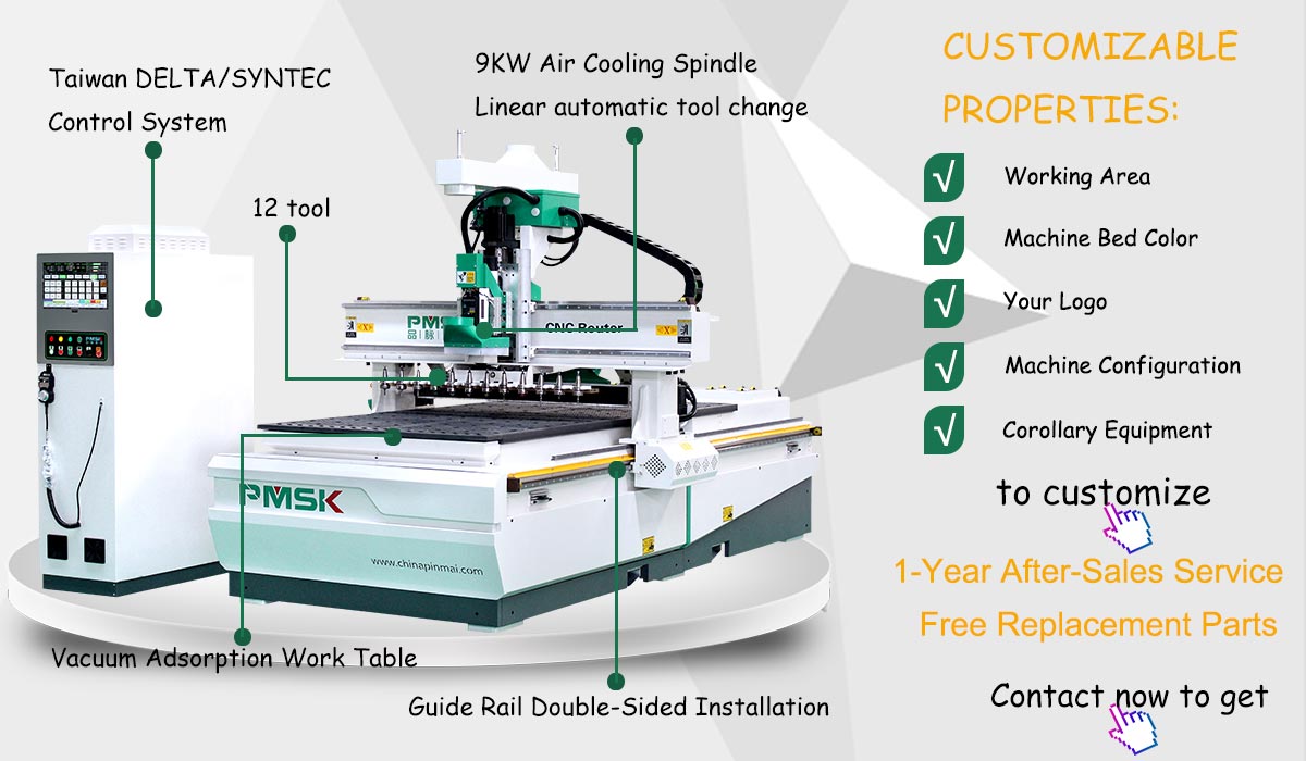 High Speed 1325 Atc CNC Router Machine 3 Axis Linear Tool Changer Wood CNC Engraving Machinery for Furniture Cabinet