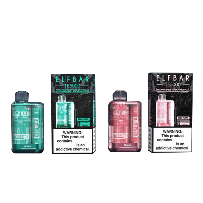 Original ELFBAR TE5000 Disposable Pod Device 550mAh Rechargeable Disposables Vapes Pods 5 5000 Puffs Authentic ELF Bar