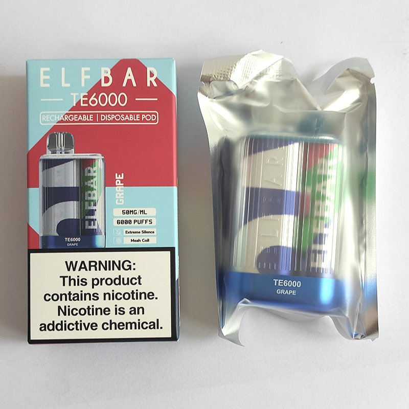 Original ELFBAR TE6000 Disposable Pod Device 550mAh Rechargeable 6000Puffs Disposables Vape Pen Pods Authentic ELF Bar