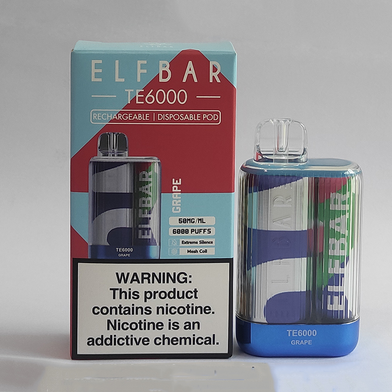 Original ELFBAR TE6000 Disposable Pod Device 550mAh Rechargeable 6000Puffs Disposables Vape Pen Pods Authentic ELF Bar