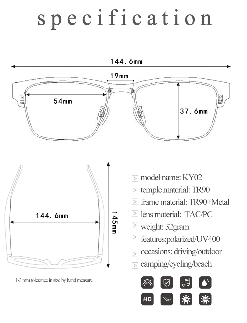 smart Bluetooth glasses listening music and phone calls anti blue light lenses sunglasses night vision lenses