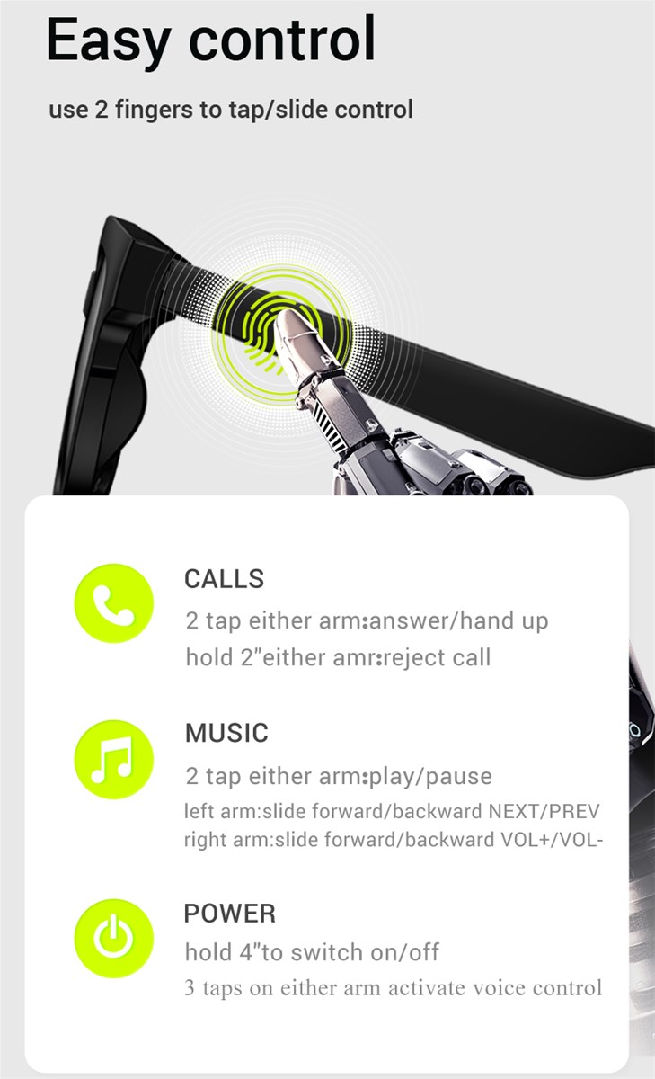 smart Bluetooth glasses listening music and phone calls anti blue light lenses sunglasses night vision lenses