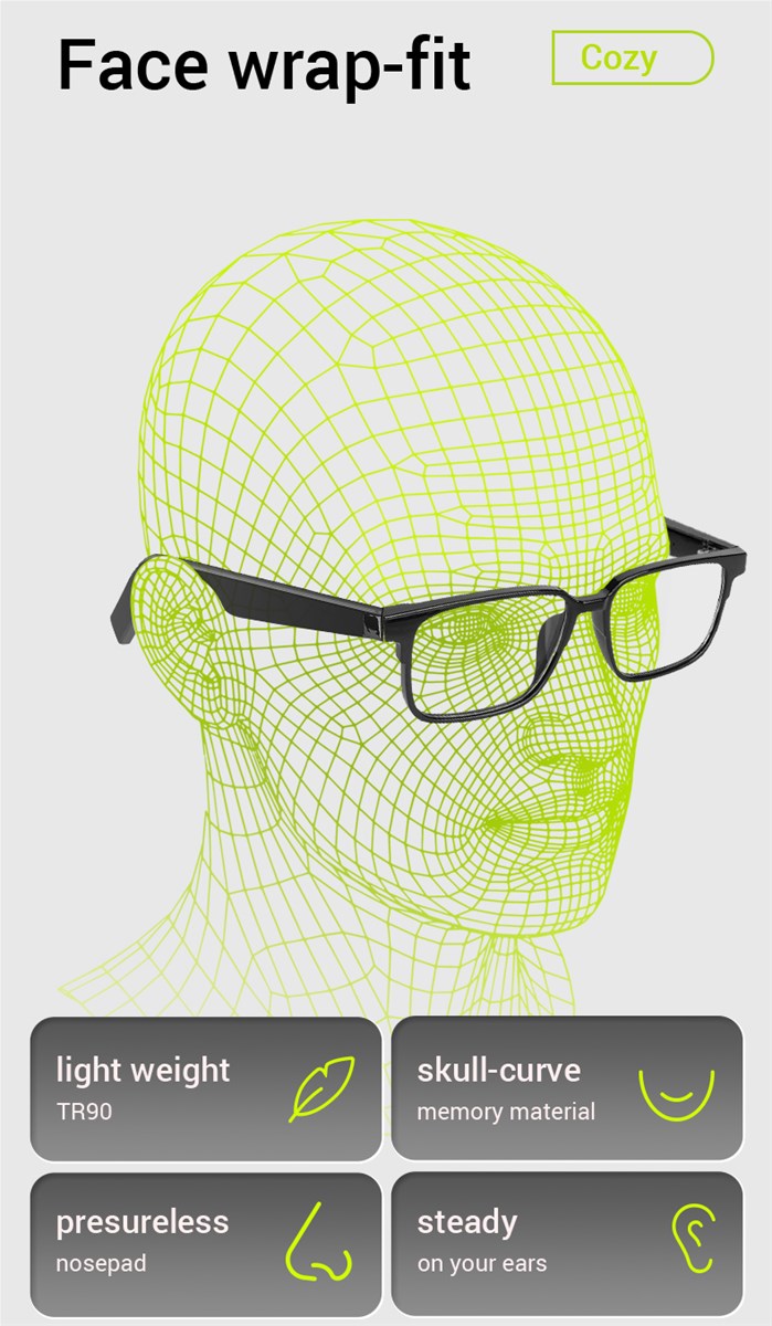 smart Bluetooth glasses listening music and phone calls anti blue light lenses sunglasses night vision lenses