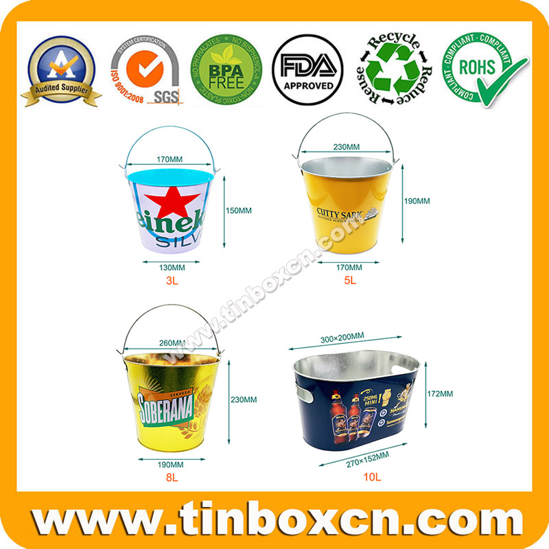 3L5L8L10L15L Galvanized Beer Tin Ice Bucket with Handle