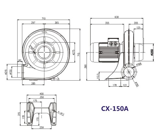 Pump type medium pressure fan flow blower dust material gas conveying exhaust fan