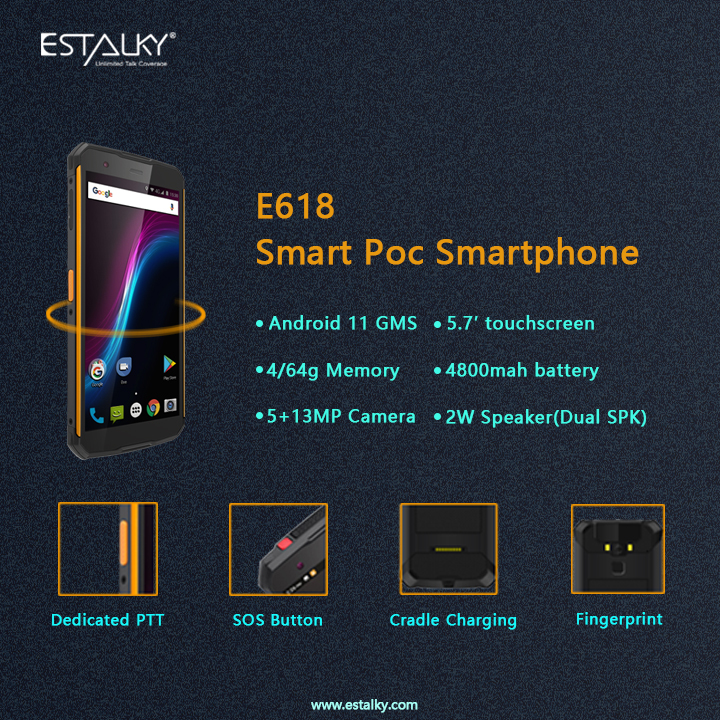 E618 Android 4G LTE Push to Talk POC Radio Over Cellular Smart Phone