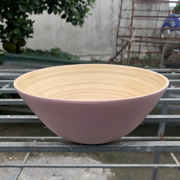 Spun Bamboo Bow Cereal Food Bowl Salad Kitchen Handmade Bamboo Bowl Manufactured in Vietnam