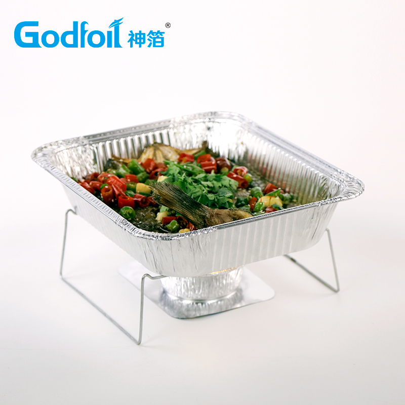 Silver Engineer Disposable Aluminum Foil Container Heavy Duty Half Size Deep Pan Foil Baking Tray for Food Packaging