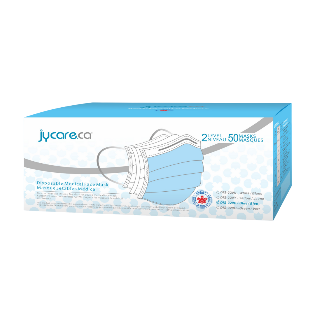 JY Care Medical Face Mask with Earloops ASTM Level 2 Mask Made in Canada