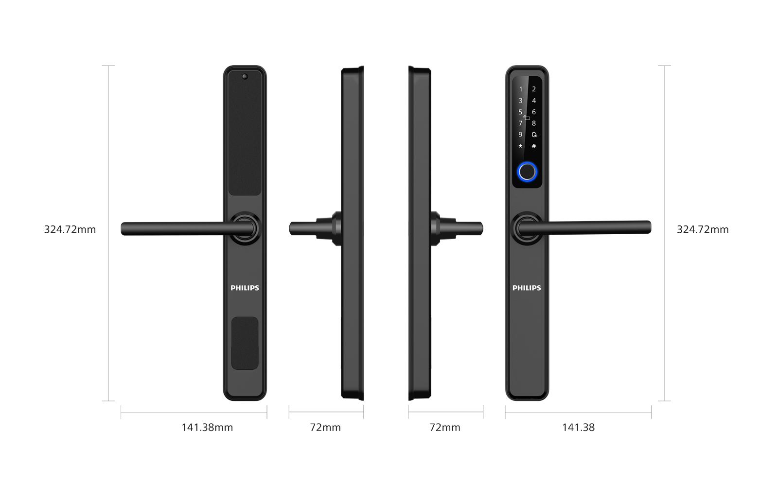 Philips Electric Smart Fingerprint Door Handle Lock Waterproof Keyless Password