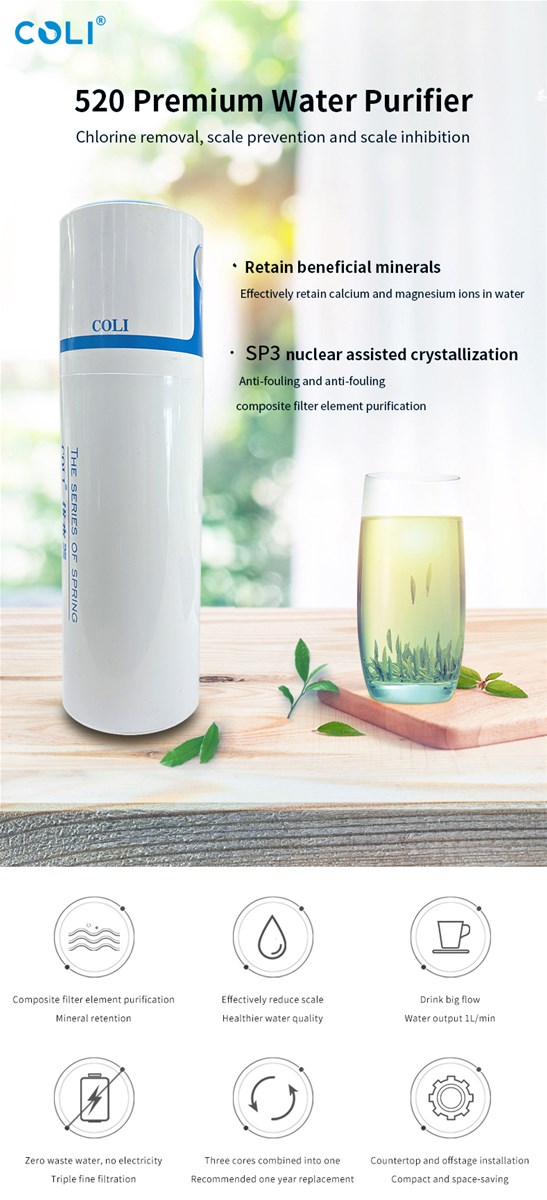 520 water purifier water filter improves taste activated carbonSP3 filter material small central w