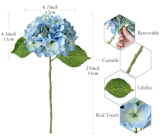 Artificial Flowers Real Touch Hydrangea Lifelike Silk Flowers