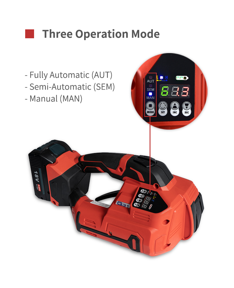 Q31Three Operation Mode Portable Battery Strapping Machine Semiauto Electric Strapping Tools Powered Hand Bandinging To