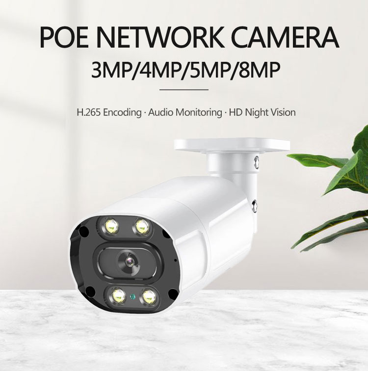 Outdoor 5MP Waterproof Smart fullcolor Night Vision CCTV Home Security Surveillance HD Bullet Network Onvif Poe IPcamer