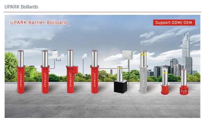 UPARK Heavy Duty Fixed Barrier Bollard with LED Light for Mall Entrance Pedestrian Warning Bollards