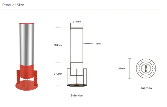 UPARK Heavy Duty Fixed Barrier Bollard with LED Light for Mall Entrance Pedestrian Warning Bollards