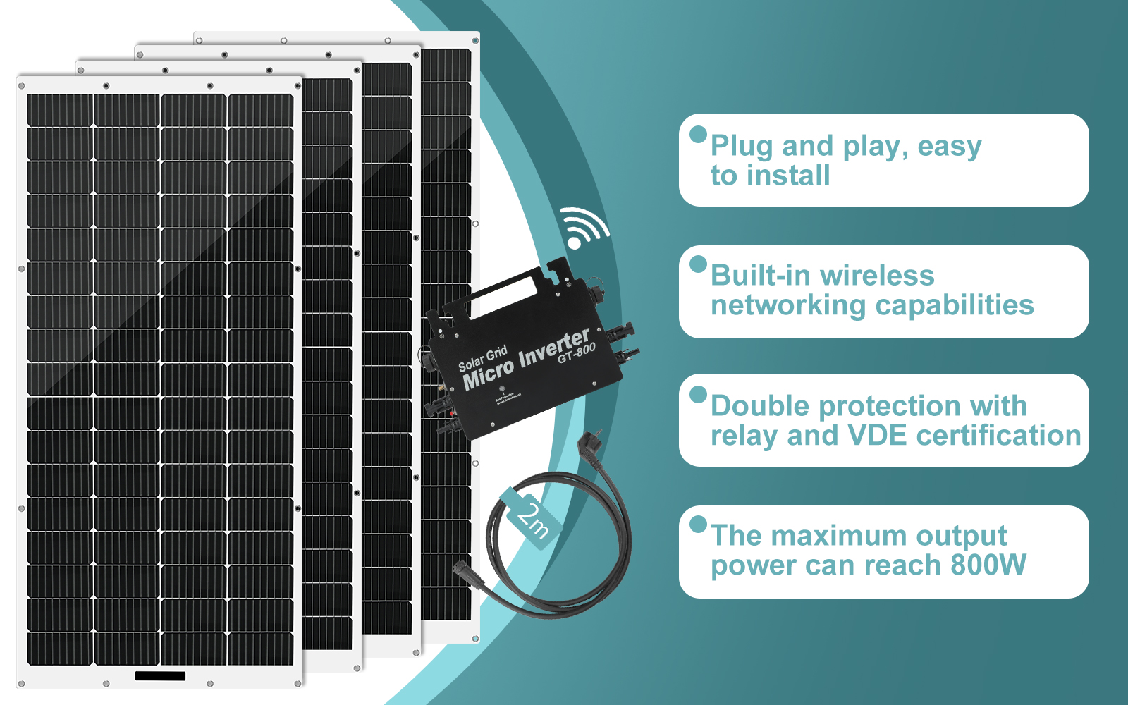 EU Stock LANPWR Balcony Garden Power System 800W Flexible Solar Panels 800W Solar Generator Micro Inverter Balcony Power