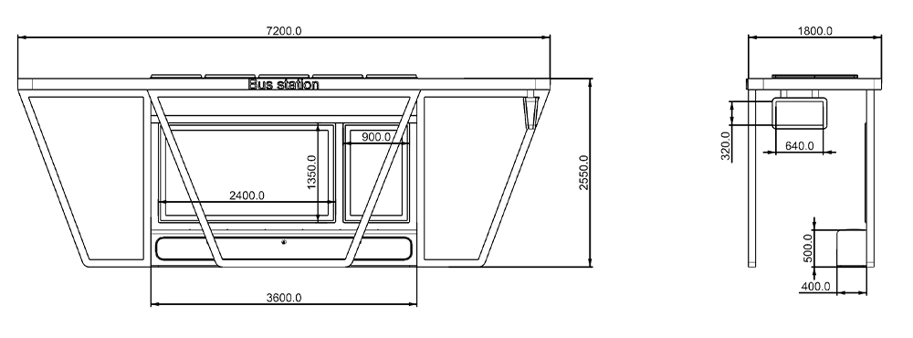 Street Smart Bus Shelter Outdoor Bus Stop with Solar Panels