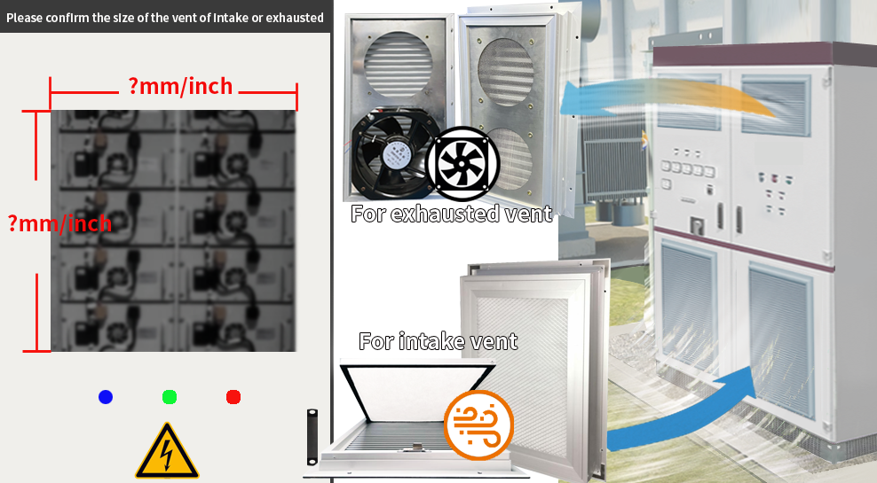 IP43IP65 selection dust filter louver for air cooling of outdoor energy equipment