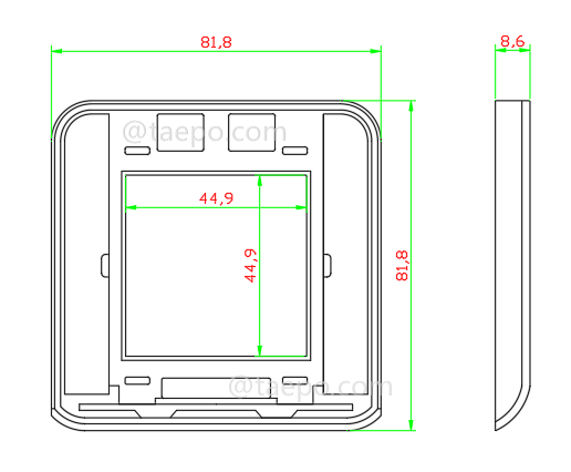 Sample Free 80x80mm French style network Faceplate frame Compatible with metal bracket and insert from CN Factory TAEPO