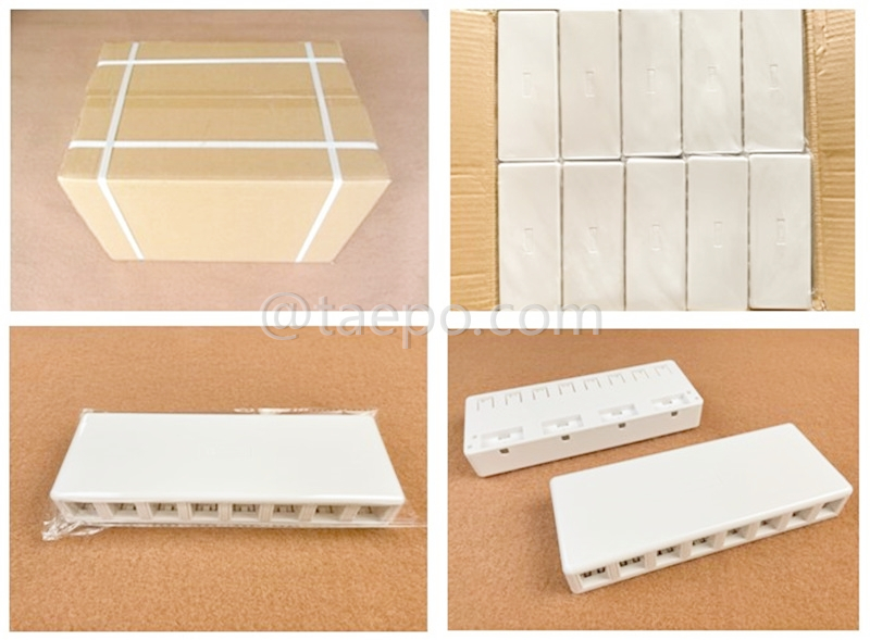 Free Sample CAT5E RJ45 8P8C UTP 8 port surface mount box Compatible with both UTP and STP keystone jack