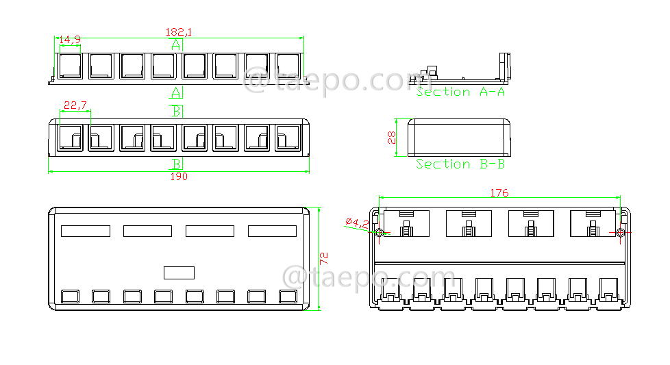 Free Sample CAT5E RJ45 8P8C UTP 8 port surface mount box Compatible with both UTP and STP keystone jack