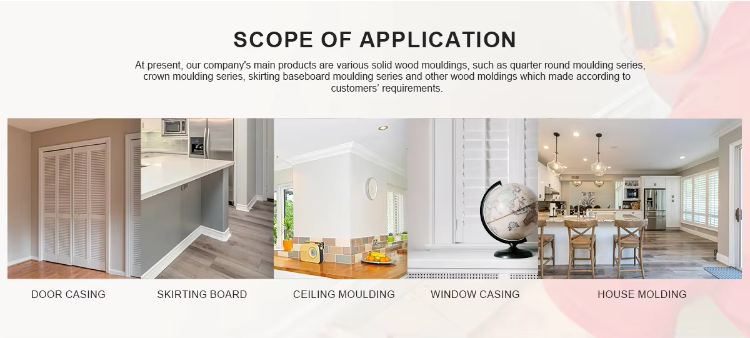 Manufacturer White priming Interior Wooden Stair Hand Rail Trim Moulding