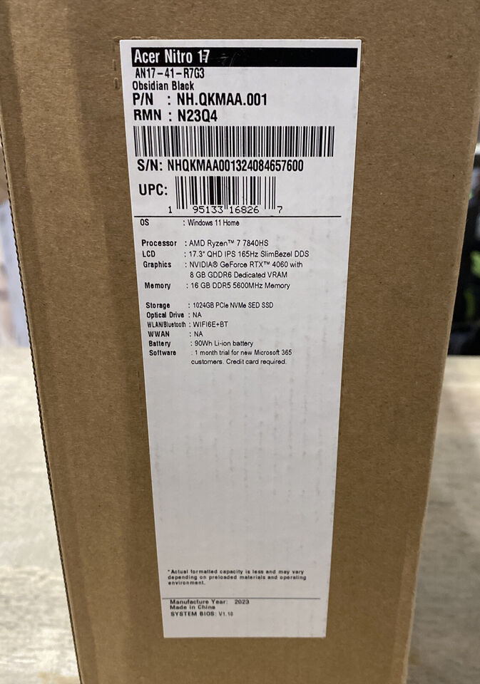 Acer Nitro 17 AN1742R75W Notebook 51 GHz NHQP9EG005