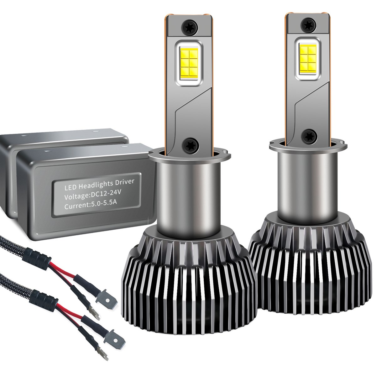 High power dual copper tube dual color LED headlights 110W LED headlights
