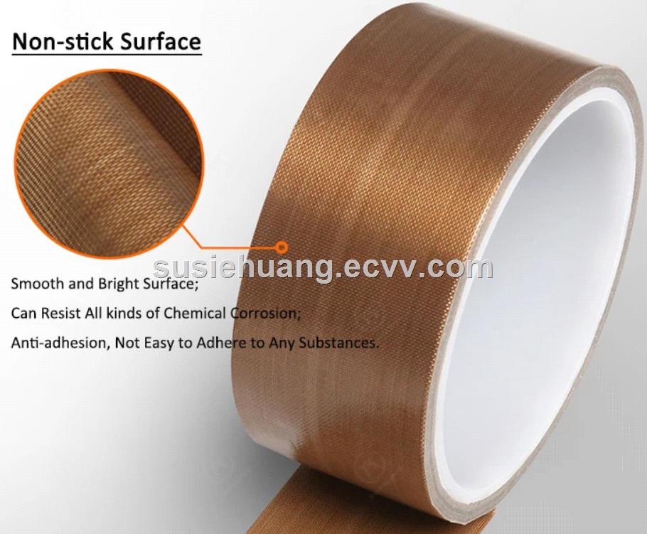 Heat Resistant Smooth Surface PTFE Coated Fiberglass Cloth Silicone Adhesive Film TapeJ710