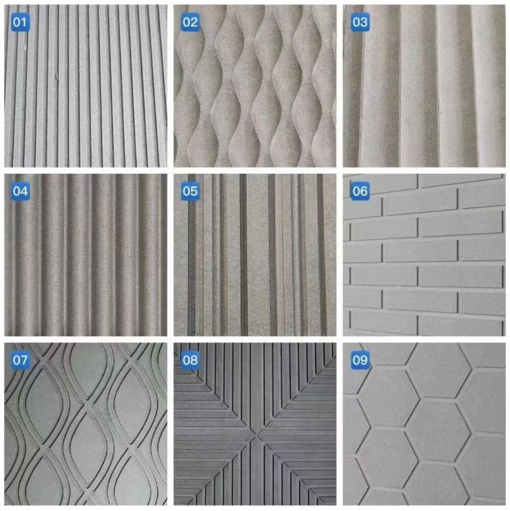 Facade decorative Grooved Fiber Cement Board with outstanding designs for indoor outdoor purposes