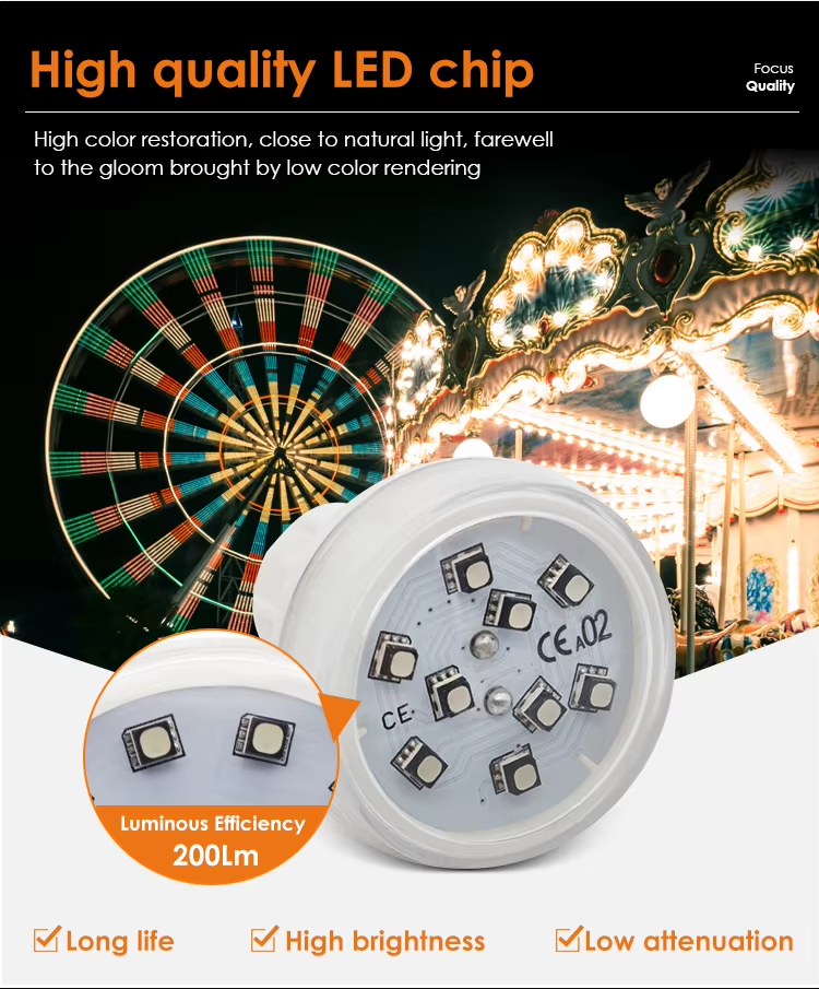 45MM 60MM E14 24V Auto 116 RGB LED Amusement Rides Light for Carnival Lighting