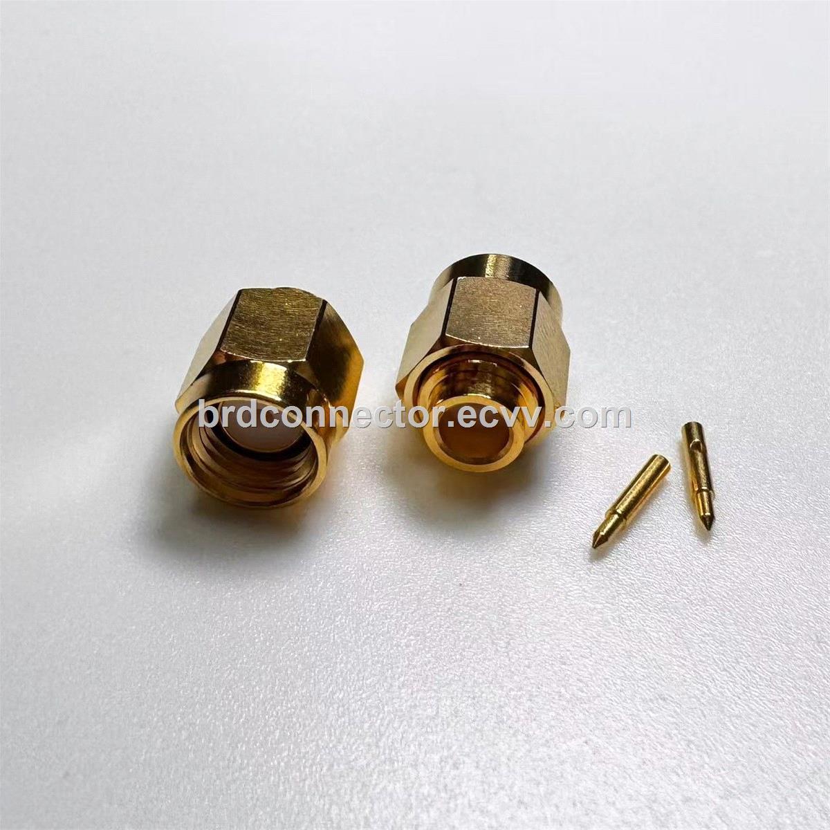 Straight Male SMAJB3 RF Coaxial Connectors Screw Coupling with Brass Body and Beryllium CopperPhosphor Copper Pin