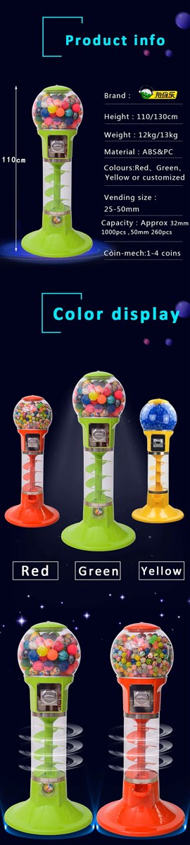 Spiral coinoperated gumball capsule vending machine for bouncy ballsmall toys shopping mall amusement arcade