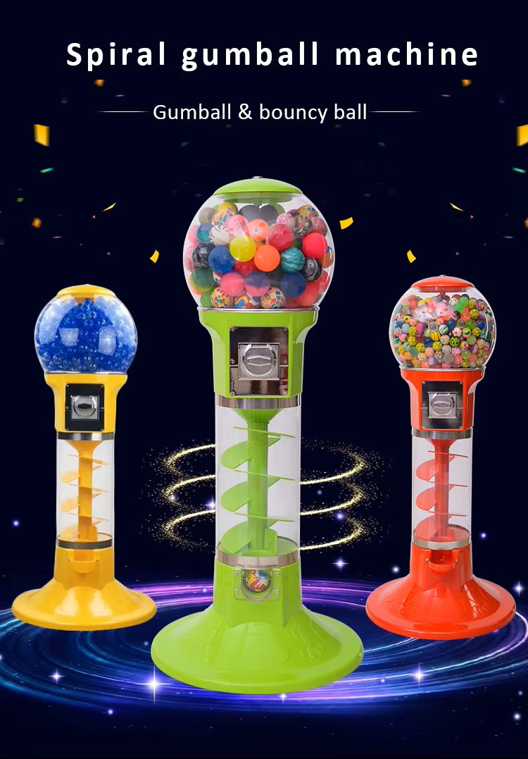 Spiral coinoperated gumball capsule vending machine for bouncy ballsmall toys shopping mall amusement arcade