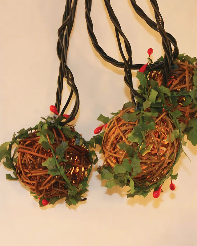 Set10 Natural Rattan Ball Christmas String Lights