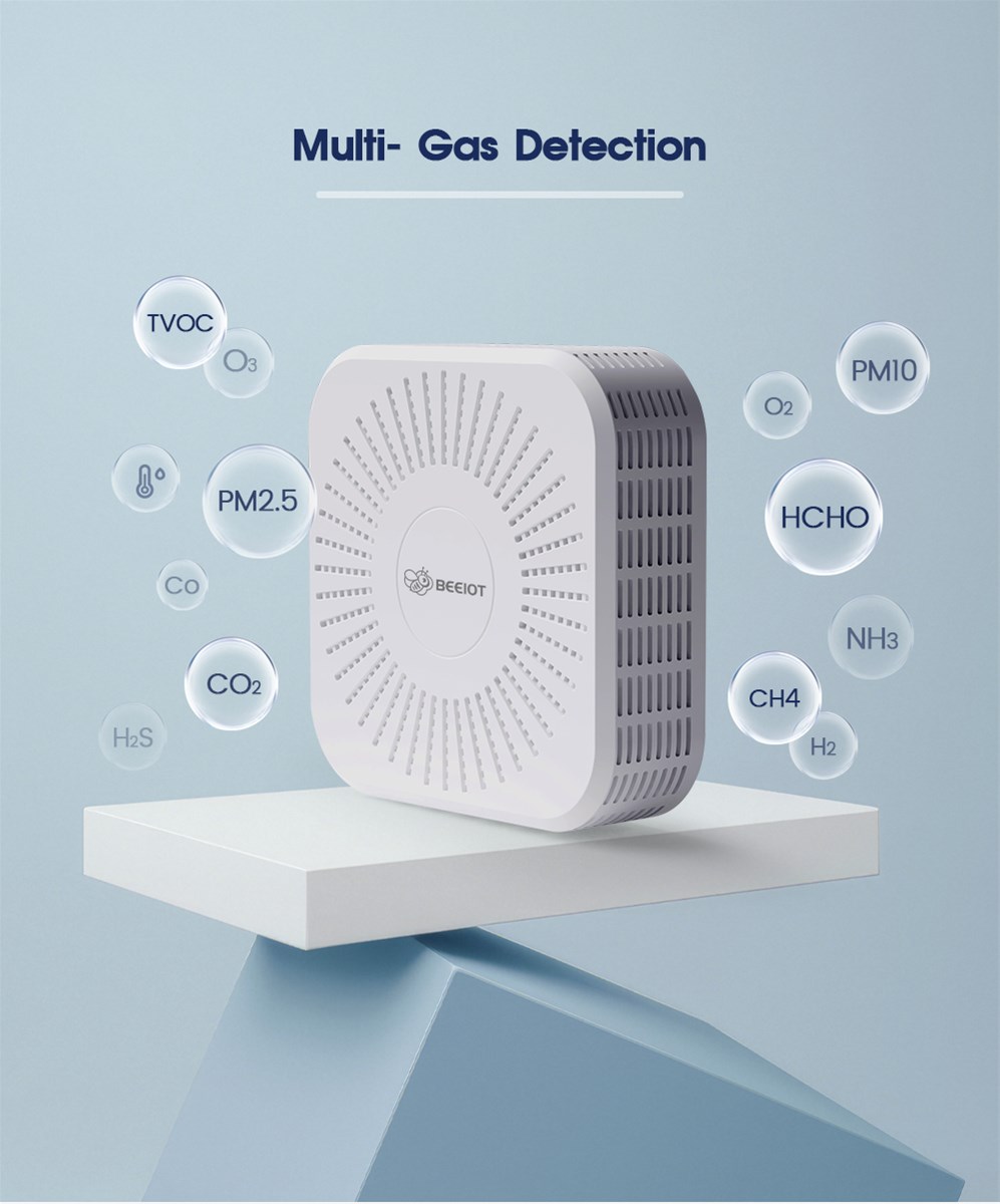 10 in 1 Indoor Air Quality Sensor PM25 CO2 TVOC Temp Hum for School Home Office Hotel Air Analyzer