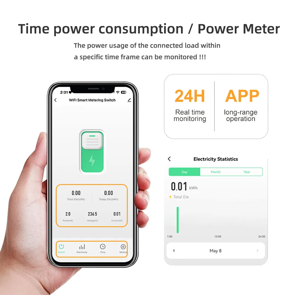 Wholesale 25A 5500W 1 Gang 2 way WiFi smart remote control relay switch support APP Voice control Alexa Google