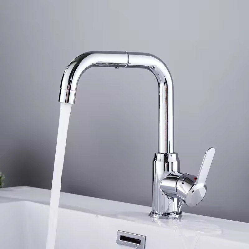 Stainless Steel Single Handle Basin Faucet Single Hole Rotation Cycle Whole Turn Bathroom Basin Water Tap