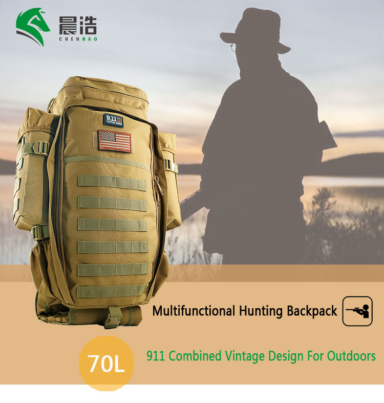 Outdoor Hunting Black Tactical Backpack Large Capacity 70L 100 cotton fivecolor 10pcslotdrop shipping