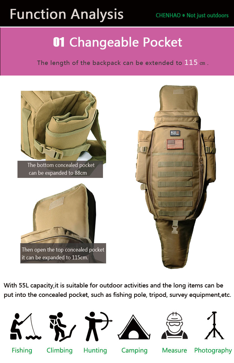 Outdoor Hunting Black Tactical Backpack Large Capacity 70L 100 cotton fivecolor 10pcslotdrop shipping