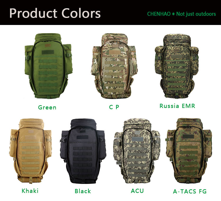 Outdoor Hunting Black Tactical Backpack Large Capacity 70L 100 cotton fivecolor 10pcslotdrop shipping